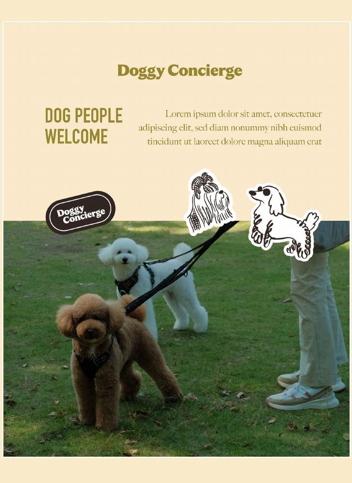 Dog people welcome creative with two dogs on lead in the park