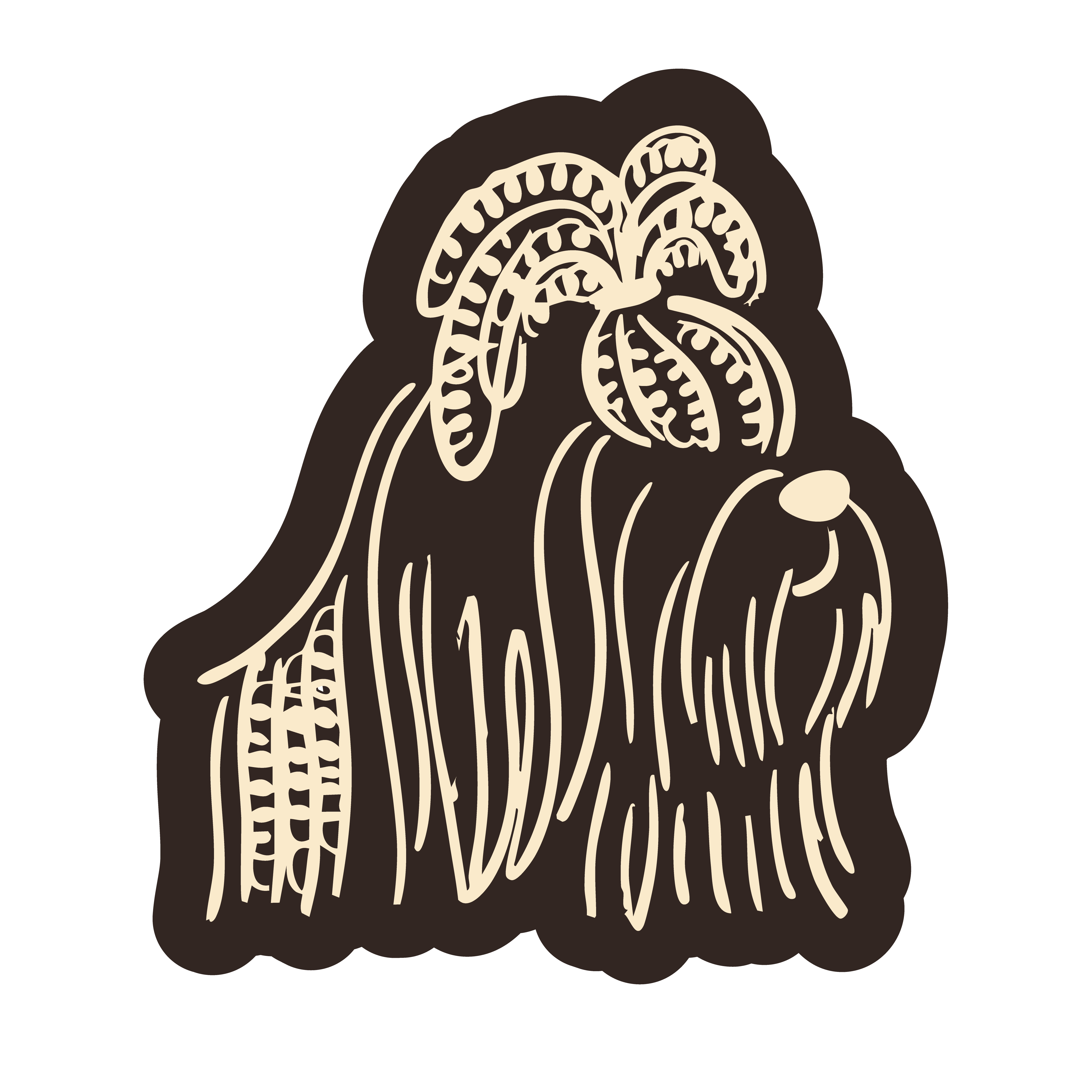 Line illustration of a shih tzu